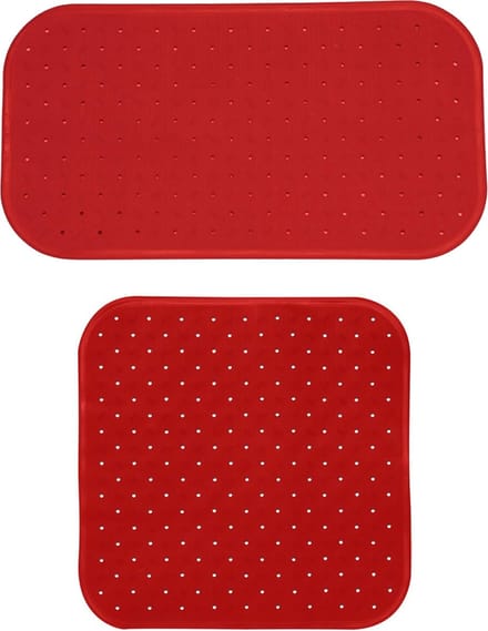 MSV Douche/bad anti-slip matten set badkamer - rubber - 2x stuks - terracotta - 2 formaten