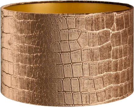 Lampenkap Cilinder - 35x35x22cm- Croco bronze - gouden binnenkant