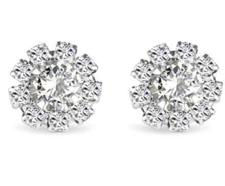 Magneet oorbellen strass zilverkleur 10 mm