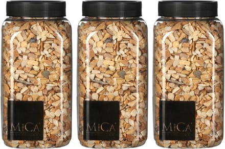 Mica Decorations decoratie steentjes - 3x - lichtbruin - 1 kilo - 650ml - hobby steentjes