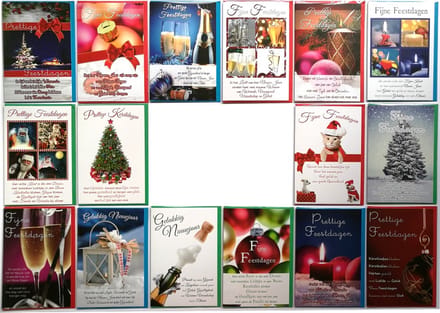 Kerstkaarten - 16 Stuks - Met Leuke Teksten - 12 x 17 cm - L-013