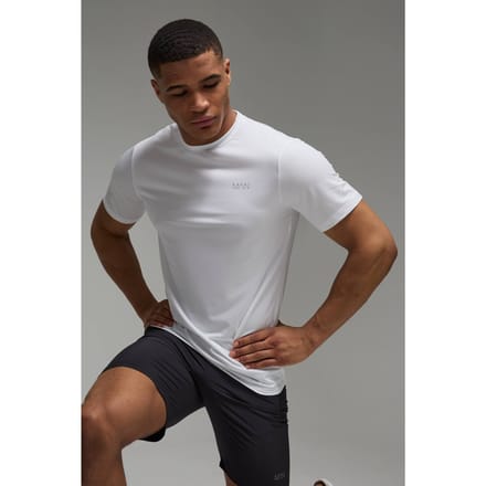 Man Active Regular Fit Performance Gym T-Shirt | White | Size XL