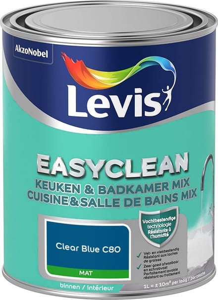 Levis - Easyclean Keuken & Badkamer Mix - Clear Blue C80 - Mengverf - 1 L