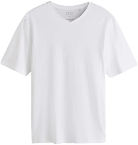 Next - Heren - Onmisbaar T-shirt met V-hals en standaard pasvorm - Wit