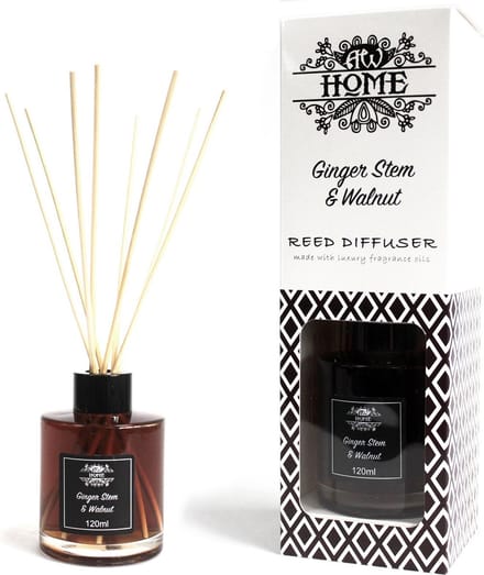 AW Geurstokjes - Gemberstam & Walnoot - 120ml - Aromatische Riet Diffuser - Aromatherapie
