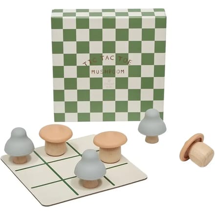 OYOY Mini tic tac toe spel - houten paddenstoeltjes - boter kaas eieren spel -