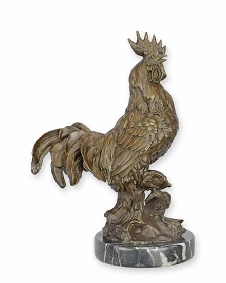 Haan - Bronzen Beeld - Hanen Sculptuur - Brons Beeldje - Kunst Decoratie - 21x13x32