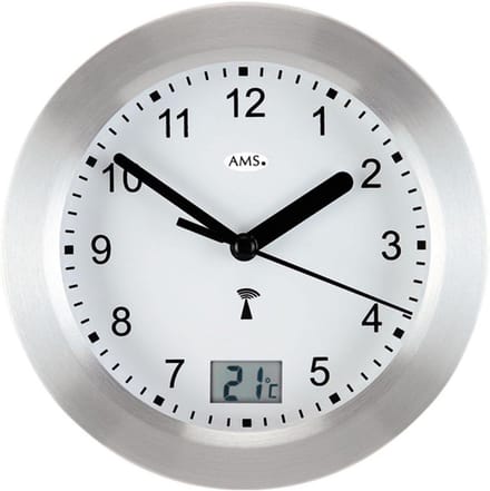 Ronde Wandklok met Digitale Temperatuurweergave - Zilver - Waterdicht - Draadloos