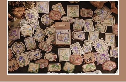Bulletjournal stickers - Vintage Script Nature - 46 stuks - Washi - Vlinders - Labels - Scrapbooking