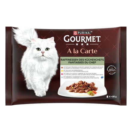 4x85g Eend/Gevogelte/Sardientjes/Forel Gourmet à La Carte Kattenvoer