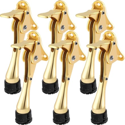 OUTARO-6 stuks Gouden Metalen Kickdown-deurstoppers – Zwaar – Verstelbare Rubberen Tips – Veervervangend – Voor Deuronderkant