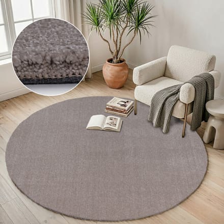 Muratap Comfy premium rond luxe effen vloerkleed wasbaar uni 160 cm rond