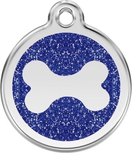 Red Dingo hondenpenning 38 mm bot glitter donkerblauw