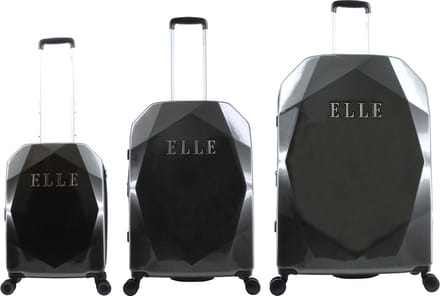 ELLE Diamond Harde Kofferset 3-delig - S/M/L - Antraciet - Antraciet / Set