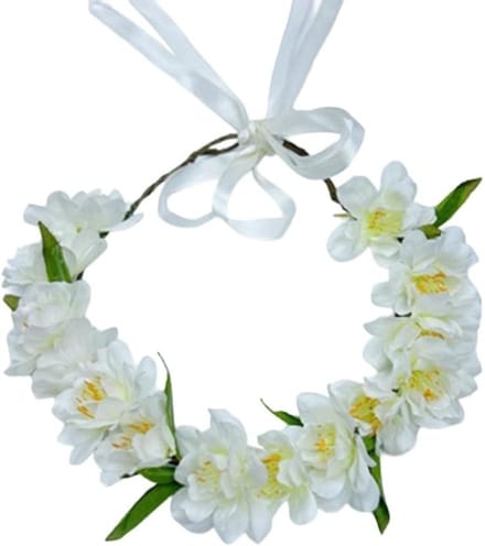 Bloemen Hoofdtooi - Bloemenkrans Haar - Bruiloft Accessoire - Verstelbare Pasvorm - 50 gram - Wit