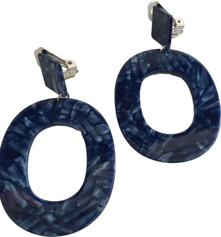 Petra's Sieradenwereld - Clipoorbel hanger blauw ovaal (304)