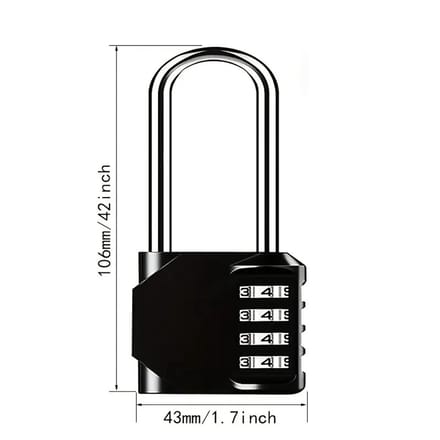 Hangslot met cijfercode - 4 cijfers - Zwart - 106mm
