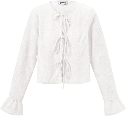 Elegante Geweven Vrouwen Top met Voorkant Strikdetail - Wit - Maat M