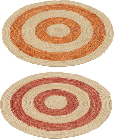 J-Line tapijt Rond Cirkels - maïs - oranje/rood - medium - 2 stuks