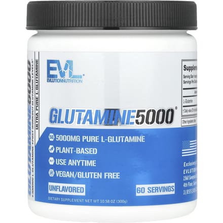 EVLution Nutrition, Glutamine5000, Sans Arôme, 5 000 mg, 10,58 oz (300 grammes)