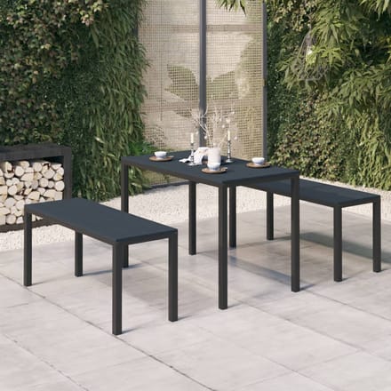 vidaXL - 3-delige - Tuinset - staal - en - HKC - zwart