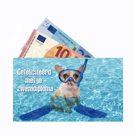Geldkaart - Geld envelop - Gefeliciteerd met je Zwemdiploma