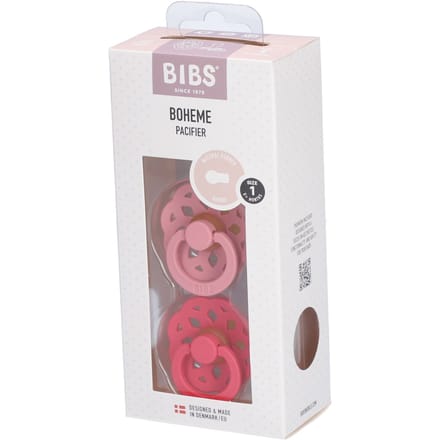 BIBS Boheme Fopspeen - 0-6 mnd - 2-pack - Rond - Dusty Pink/Coral