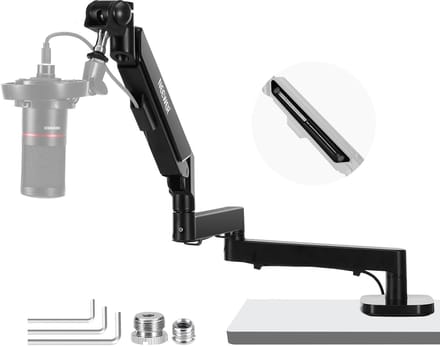 Bureau Microfoonarm - Verstelbare Arm - Podcast Streaming - 360 Graden Draaibaar - Tot 2.5kg - Zwart