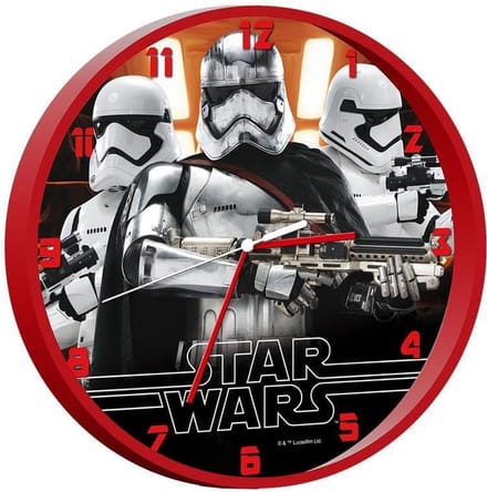 Star Wars EP7 Clock Storm Trooper - Klok - Rond - Plastic - Ø25 cm - Zwart / Rood
