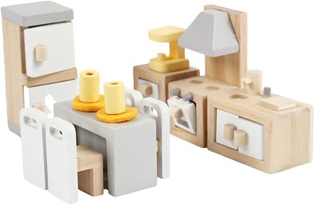 VIGA Meubilair voor Poppenhuis, Keuken - 9 Onderdelen Set, 2x2x7,5 cm