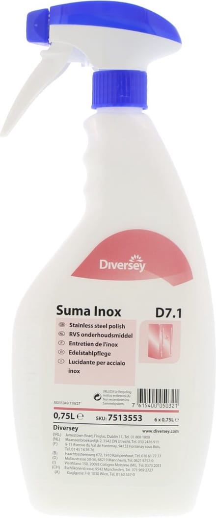 Diversey Inox RVS reiniger D7.1  750 ml - professioneel