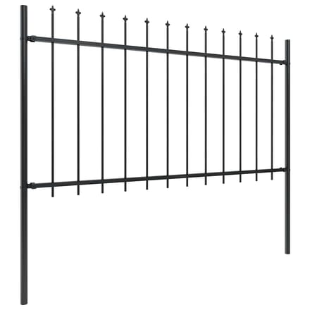 vidaXL - Tuinhek - met - speerpunt - staal - 504x100 - cm - zwart