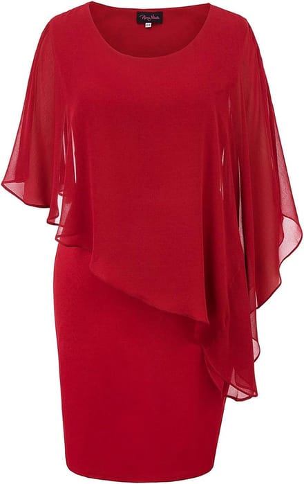 Chique Cape Jurk Grote Maten Chiffon Cocktail Feestjurk