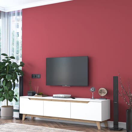 Asir - TV-standaard - Wit, walnoot - 100% met melamine gecoat spaanplaat - 180 x 48,6 x 35 cm