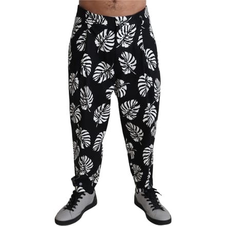 Casual Zijde Broek Tropisch Bladerenprint