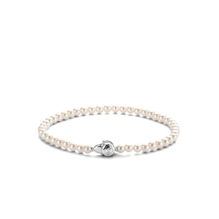 TI SENTO Dames Armband - 925 zilver - Wit parel - Maat S - 2908PW