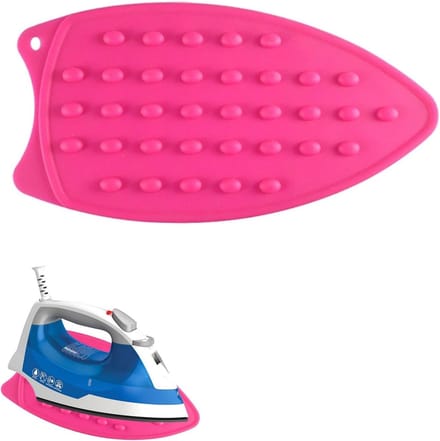 Siliconen Strijkijzer Houder en Mat - Antislip Strijkmat, Strijkijzer Rustplaats, Strijkaccessoires (Roze)