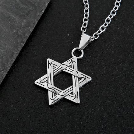 Kleding Accessoires Ketting Vintage Hexagram Dubbelzijdig Hanger Mode Ketting black