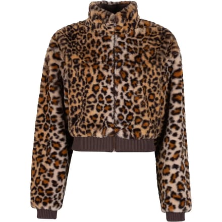 Urban Classics - Cropped Faux Fur Leo Jacket - M - Bruin