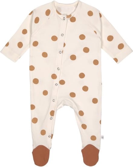 Lassig Pyjama With Feet - Gots Big Dots - Milky - MT. 62/68