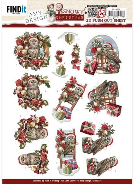 3D Push-Out - Amy Design - Snowy Christmas - Snowy Owl
