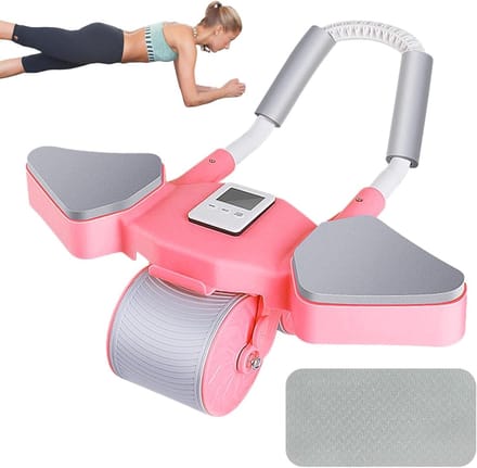 Buikrol met steun - Buikspiertrainer Core - Core Training - Automatische Rebound - 44 x 16 cm - Roze