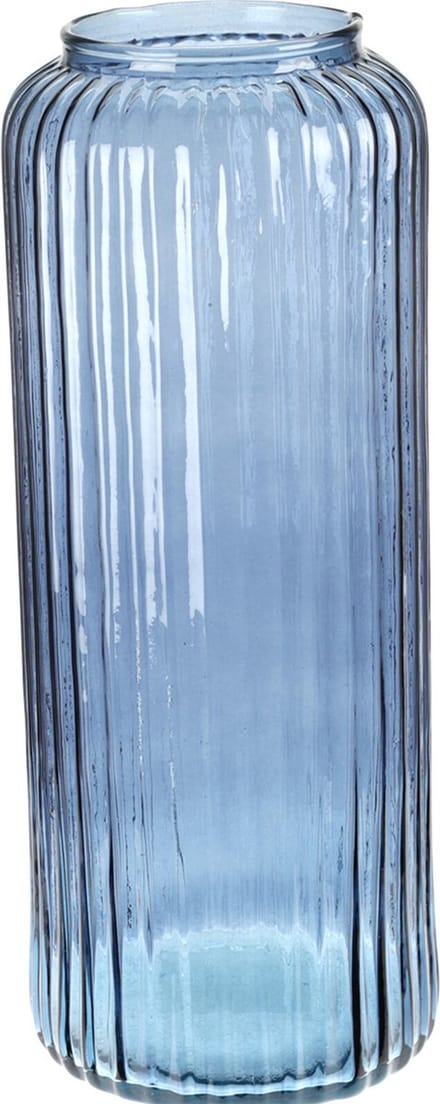 Excellent Houseware glazen vaas / bloemen vazen - blauw - 15 x 37 cm