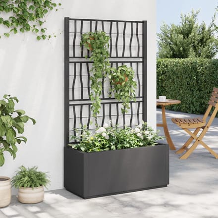 vidaXL Donkergrijs Plantenbak met Trellis 80x36x140 cm - Plantenpot voor Klimplanten in de Tuin of Kas