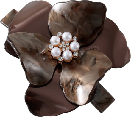 Emilie Collection - haarspeld - bloem - bruin - parels