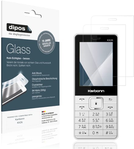 dipos – 2x Pantserfolie geschikt voor Karbonn KX26 | 9H Screenprotector