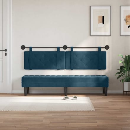 vidaXL - Hangend - hoofdbord - Blauw - Fluweel