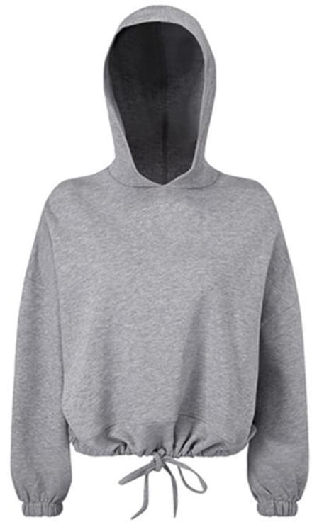 TriDri - Cropped Oversized Dames Hoodie - Heather Grey maat S/M