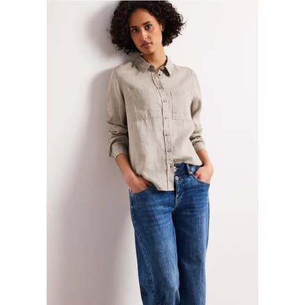 Blouse met lange mouwen en borstzakken