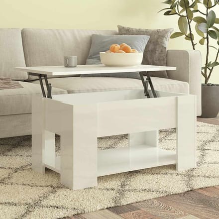 vidaXL - Salontafel - 79x49x41 - cm - bewerkt - hout - hoogglans - wit